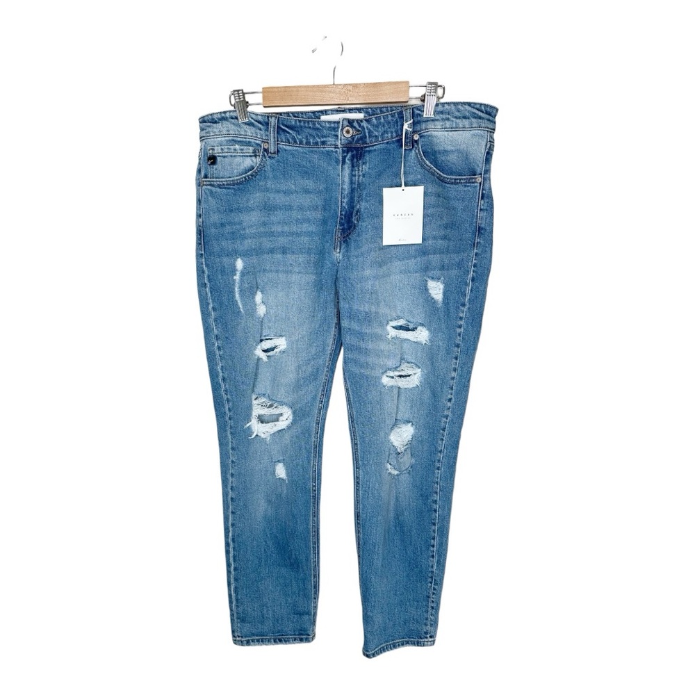 Kancan Distressed Boyfriend Jeans Size 31 Mid Rise Devika Medium Wash